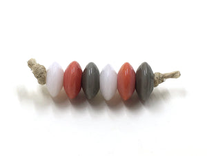 Saucer Set - opal white, coral poppy, and dark gray