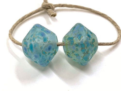 Aqua Bicones with Fine Silver