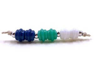 Ribbed Spacers - aquamarine, mint, and white