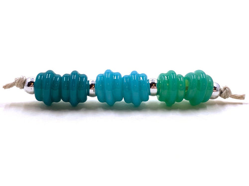 Ribbed Spacers - peacock, turquoise, and mint