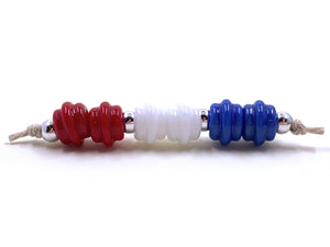 Ribbed Spacers - tomato red, white, and mariner blue