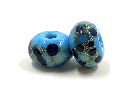 Rhythm and Blues Frit Pair with Fine Silver