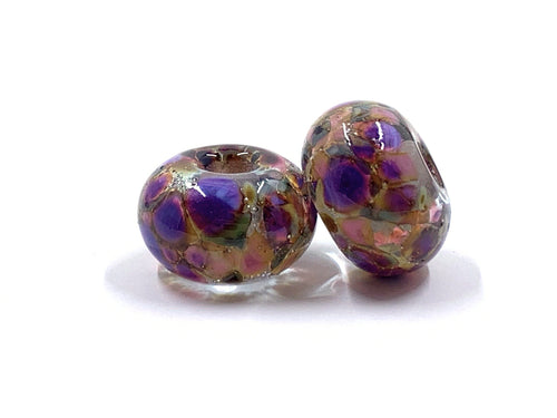 Flower Garden Frit Pair with Fine Silver