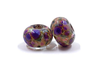 Flower Garden Frit Pair with Fine Silver
