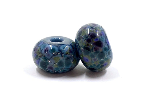 Thunderstorm Frit Pair with Fine Silver